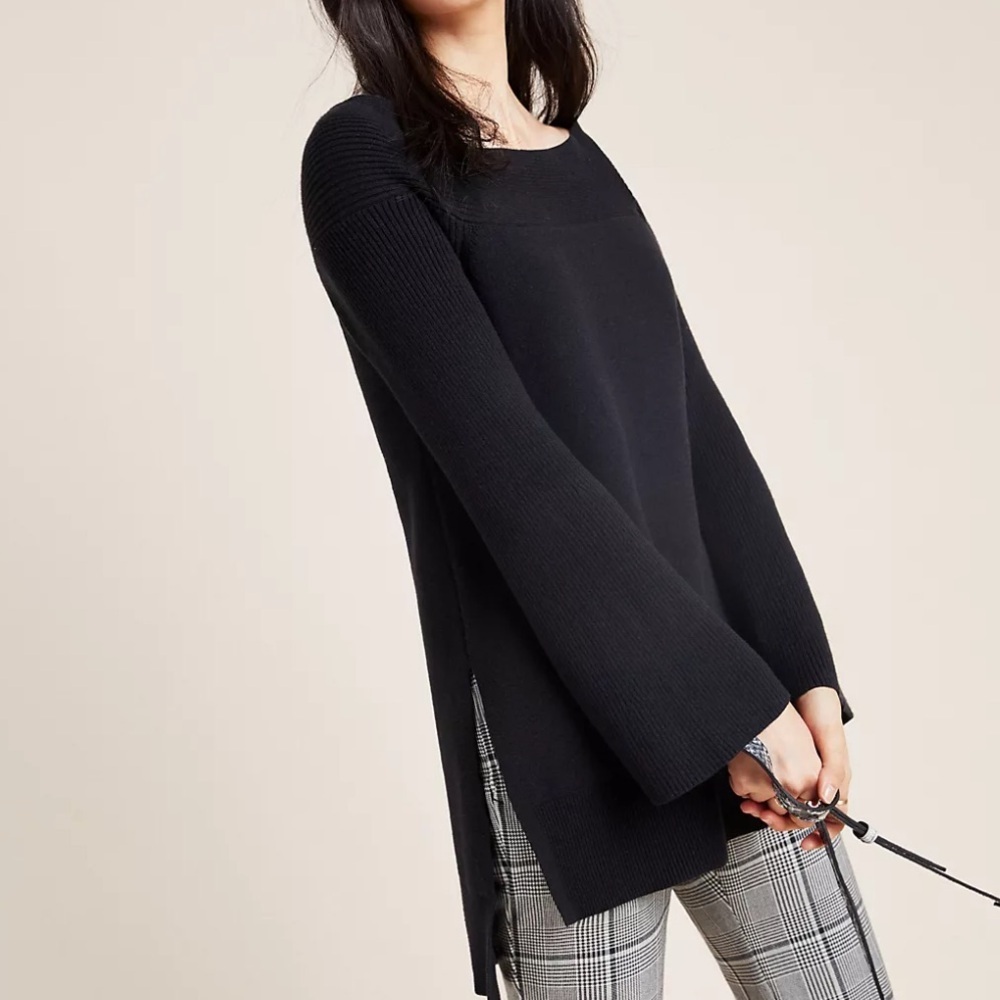 Anthropologie Elise Ribbed Tunic Black size Small